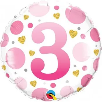Balónek Kruh - Růžový 3 rok 18"/45cm fóliový balónek