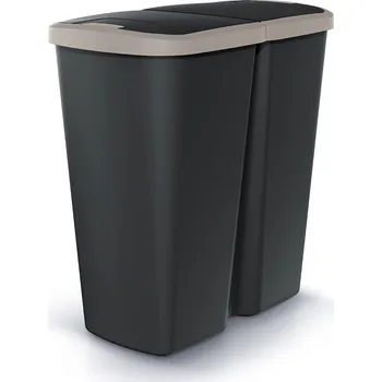 Odpadkový koš Odpadkový koš COMPACTO DUA černý/světle hnědý, varianta 45 l