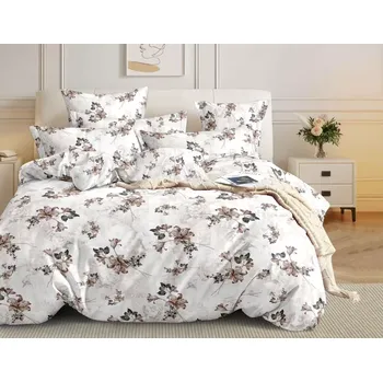 Povlečení NOVINKA 2025 ! LUXUSNÍ BAVLNĚNÉ POVLEČENÍ  - KVÍTKY vzor F + POVLAK NA POLŠTÁŘEK ZDARMA ! 140 x 200, 70 x 90 cm nitěné knoflíky