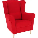 Křeslo ušák, látka červená, Charlot