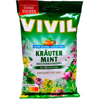 Bonbon VIVIL KRÄUTER MINT Hustenbonbons - bylinkové bonbony, se sladidly - 33ks 120g