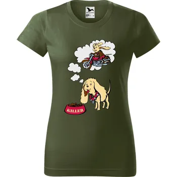 Dámské tričko Dámské tričko s potiskem Psí sen Barva trička: Khaki - 09, Velikost: XL