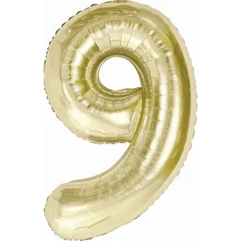 Balónek VELKÝ dekorativní BALÓN ČÍSLICE DEVĚŤ šampaňská 85 cm BALÓN 9 HELIUM