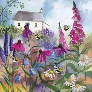 Přání v obálce Bee Garden, ALEX CLARK 14*14 cm (Blahopřání v obálce včelky, včela)