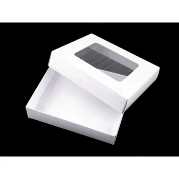 Dárková krabička Pro Háčkování Papírová krabička s průhledem 19 x 15 x 4 cm bílá