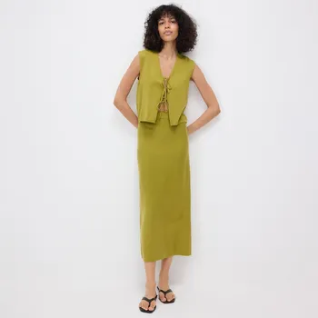 Dámská sukně Reserved - Midi sukně s příměsí vlny - světle olivová - TX178-81X - TX178-81X-M