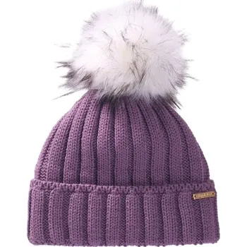 Čepice Pletená čepice s fleecovou podšívkou a bambulí z umělé kožešiny PLETEX L486 Barva: Pudrově fialková