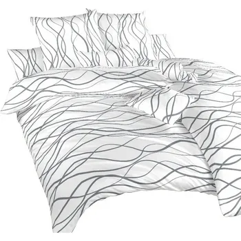 Povlečení Dadka bavlna Vlny tmavě šedé na bílém 140 × 200, 70 × 90 cm