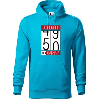 Pánská mikina Pánská mikina s potiskem Věkometr 50 Velikost (muž): 2XL, Vyberte barvu: Tyrkysová