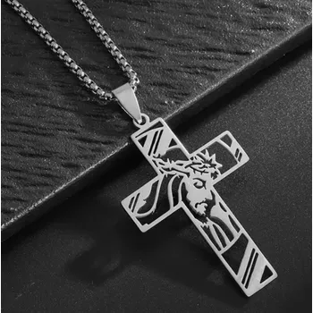 Růženec Woodrow Přívěsek Kříž Ježíš z nerez oceli *silver * křížek * amulet * ochranný