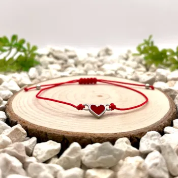 Náramek Certom romantický provázkový náramek se stříbrným srdcem a decentními stříbrnými prvky 0190