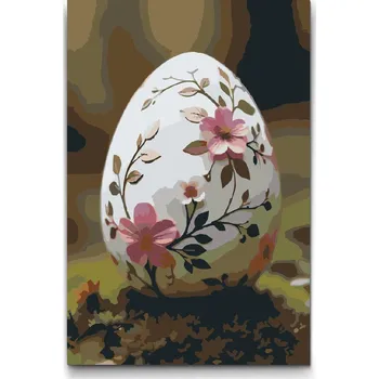 Malování podle čísel - velikonoční vejce s ornamenty Velikost: 20x30cm, Rámování: Pouze srolované plátno
