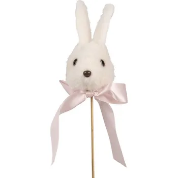 Bytová dekorace Dekorace zápich hlava králík s mašlí - 7*7*33 cm