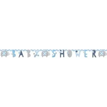 Baner - Baby Shower Květiny a slon modré
