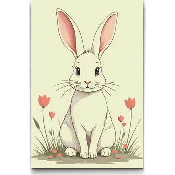 Malování podle čísel - Minimalistický zajíc Velikost: 20x30cm, Rámování: Pouze srolované plátno