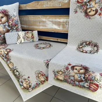 ubrus Tegatex Velikonoční gobelínový ubrus - kuřátko s kraslicemi 40*140 cm