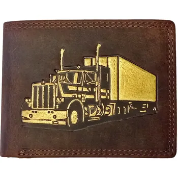 Peněženka Talacko 131G pánská kožená peněženka hnědá truck