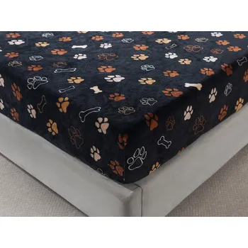 Prostěradlo XPOSE® Mikroplyšové prostěradlo TLAPIČKY Exclusive - černé 90x200 cm, Mikroplyš + Prodloužená možnost vrácení zboží do 50 dnů