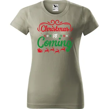 Dámské tričko Dámské tričko Christmas coming Barva trička: Světlá khaki - 28, Velikost: 2XL