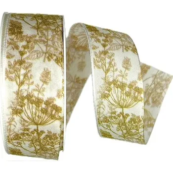 Vánoční dekorace GOLDINA Stuha taftová Autumn Mood bílá 40 mm × 20 m