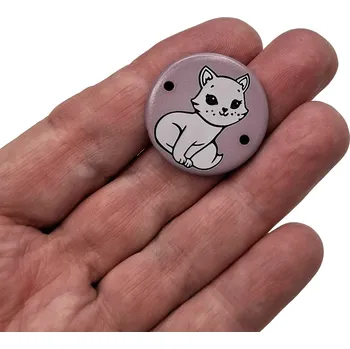 Knoflík Knoflík - cedulka - kočička - lila - 25,4mm