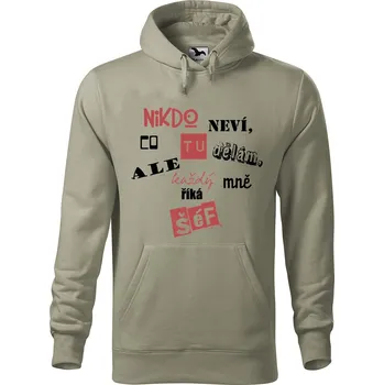 Pánská mikina Vtipná pánská mikina s potiskem Jsem šéf Velikost (muž): 3XL, Vyberte barvu: Světlá khaki