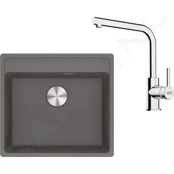 Granitový dřez Franke Sety Kuchyňský set G255ŠK, fragranitový dřez MRG 610-52 RTL a baterie FS 3230.031, šedý kámen/chrom, 114.0700.710