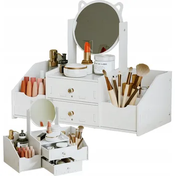 Toaletní stolek Toaletní Stolek Bianca se zrcadlem, organizérem a zásuvkami na kosmetiku a šperky