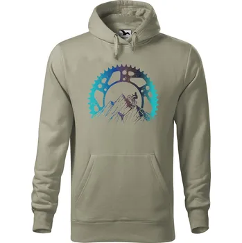 Pánská mikina Pánská mikina s potiskem Horská jízda Velikost (muž): M, Vyberte barvu: Světlá khaki