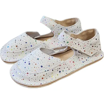 Dívčí sandály MELI BF D211 - L9 kožené dětské plné barefoot sandály; barva bílá 29