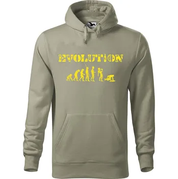 Pánská mikina Pánská mikina s potiskem Evoluce alkohol Velikost (muž): XL, Vyberte barvu: Světlá khaki