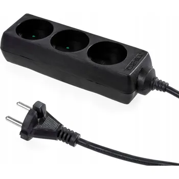 Napájecí kabel Prodlužovací Kabel přívodní kabel Plast-Rol 3 m, 3 ks zásuvek, černý