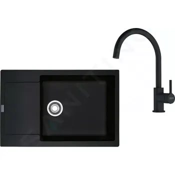 Granitový dřez Franke Sety Kuchyňský set G277O, fragranitový dřez MRG 611-78 BB a baterie FC 6018.071, onyx, 114.0700.798