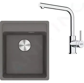 Granitový dřez Franke Sety Kuchyňský set G253ŠK, fragranitový dřez MRG 610-37 RTL a baterie FS 3230.031, šedý kámen/chrom, 114.0700.700