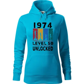 Pánská mikina Dámská mikina Level 50 unlocked Velikost (žena): XS, Vyberte barvu: Tyrkysová