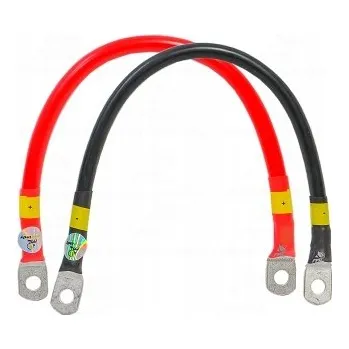 elektrický kabel 2x 50cm propojovací kabel k akumulátoru 50mm KCS M6 černý a červený