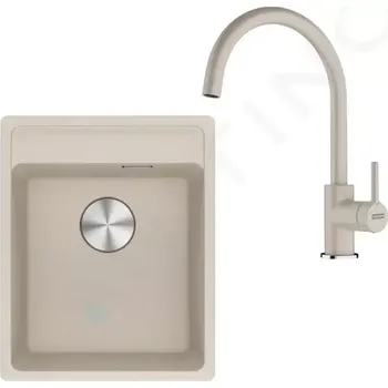 Granitový dřez Franke Sety Kuchyňský set G273SA, fragranitový dřez MRG 610-37 RTL a baterie FC 6018.082, sahara, 114.0700.784