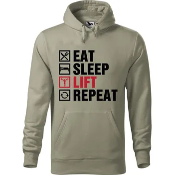 Pánská mikina Pánská mikina s potiskem Eat sleep lift Velikost (muž): XL, Vyberte barvu: Světlá khaki