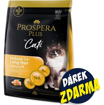 Krmivo pro kočku Prospera Plus Indoor 1+ Salmon Long Hair 7 kg + barel na krmení