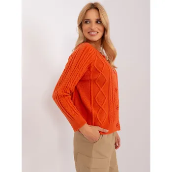 Dámský svetr Oranžový dámský svetr na knoflíky AT-