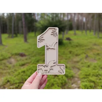 Dekorace do dětského pokoje Dřevěná číslice Dinosauři - D-decor