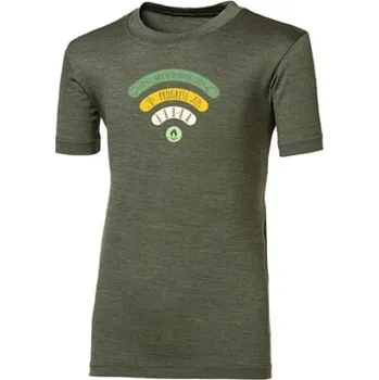 BRAM "SIGNAL" dětské merino triko khaki melír 140/146