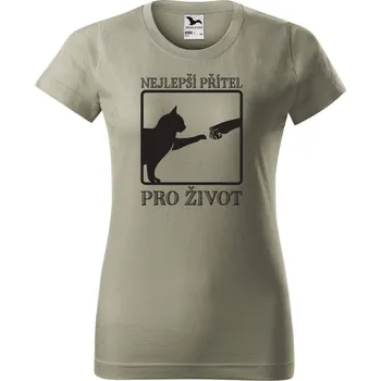 Dámské tričko Dámské tričko s potiskem Nejlepší přítel Barva trička: Světlá khaki - 28, Velikost: XL