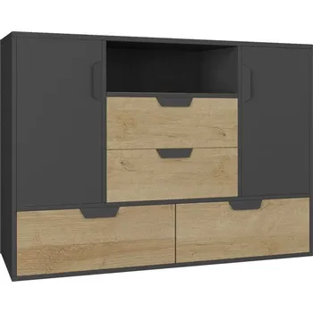 Komoda Komoda Nano - Meblar Grafit / Dąb Riviera 120x85 cm