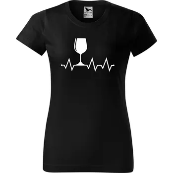 Dámské tričko Dámské tričko s potiskem Tep srdce víno Barva trička: Černá - 01, Velikost: 3XL