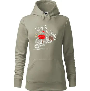 Pánská mikina Dámská mikina Santa na motorce Velikost (žena): XL, Vyberte barvu: Světlá khaki