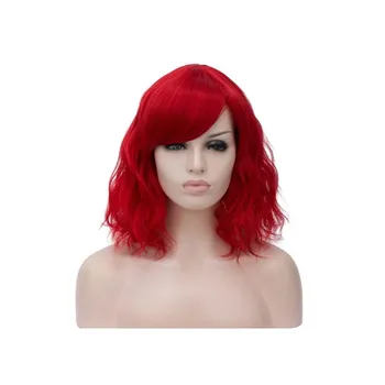 Barva na vlasy ATAYOU krátká červená cosplay paruka Dámská červená Bob syntetická paruka na Halloween a karneval s