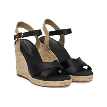 Dámské baleríny Sandály Tommy Hilfiger SATIN HIGH WEDGE ESPADRILLE FW0FW08602 černá 99X, EUR 41