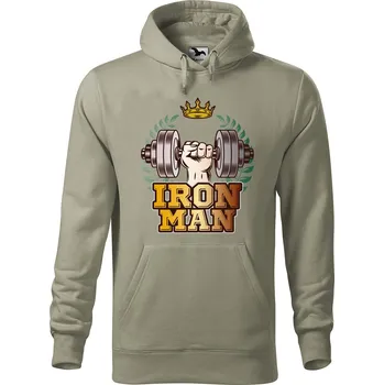 Pánská mikina Pánská mikina s potiskem Iron man Velikost (muž): 3XL, Vyberte barvu: Světlá khaki