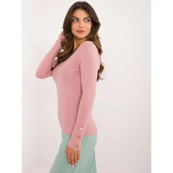 Dámský svetr Elegantní růžový pulovr s dlouhým rukávem AT-